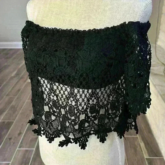 Rue 21 lace crop top black - Small - Picture 1 of 5